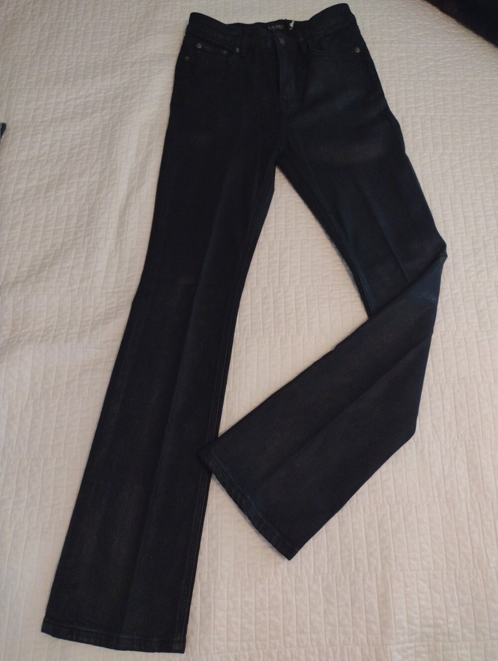 Lauren Ralph Lauren Women 4 Coated Boot Cut High Rise Jeans Black Western NWOT